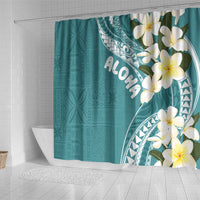 Aloha Hawaii Festive Shower Curtain Frangipani Lace Classic - Teal LT7 - Polynesian Pride
