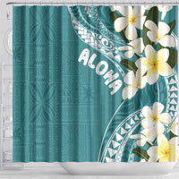 Aloha Hawaii Festive Shower Curtain Frangipani Lace Classic - Teal LT7 - Polynesian Pride