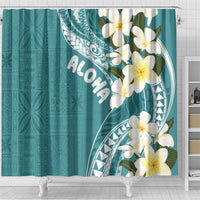 Aloha Hawaii Festive Shower Curtain Frangipani Lace Classic - Teal LT7 - Polynesian Pride