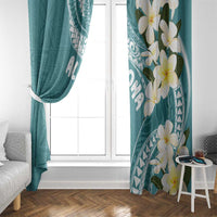 Aloha Hawaii Festive Window Curtain Frangipani Lace Classic - Teal LT7 - Polynesian Pride