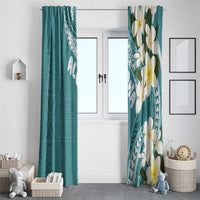 Aloha Hawaii Festive Window Curtain Frangipani Lace Classic - Teal LT7 - Polynesian Pride