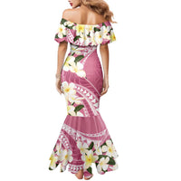 Aloha Hawaii Festive Family Matching Mermaid Dress and Hawaiian Shirt Frangipani Lace Classic - Rosy