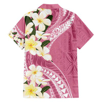 Aloha Hawaii Festive Family Matching Off Shoulder Short Dress and Hawaiian Shirt Frangipani Lace Classic - Rosy LT7 - Polynesian Pride