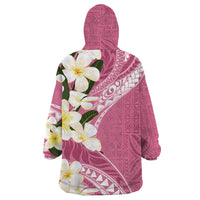 Aloha Hawaii Festive Wearable Blanket Hoodie Frangipani Lace Classic - Rosy LT7 - Polynesian Pride