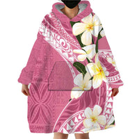 Aloha Hawaii Festive Wearable Blanket Hoodie Frangipani Lace Classic - Rosy LT7 - Polynesian Pride