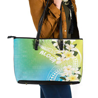 Aloha Hawaii Festive Leather Tote Bag Frangipani Lace Classic - Summer Vibes LT7 - Polynesian Pride