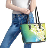 Aloha Hawaii Festive Leather Tote Bag Frangipani Lace Classic - Summer Vibes LT7 - Polynesian Pride