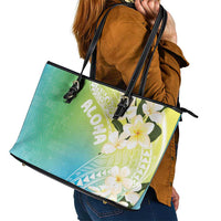Aloha Hawaii Festive Leather Tote Bag Frangipani Lace Classic - Summer Vibes LT7 - Polynesian Pride