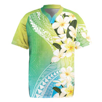 Aloha Hawaii Festive Rugby Jersey Frangipani Lace Classic - Summer Vibes LT7 Blue Green - Polynesian Pride