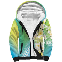 Aloha Hawaii Festive Sherpa Hoodie Frangipani Lace Classic - Summer Vibes LT7 Unisex Blue Green - Polynesian Pride