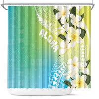 Aloha Hawaii Festive Shower Curtain Frangipani Lace Classic - Summer Vibes LT7 Blue Green - Polynesian Pride
