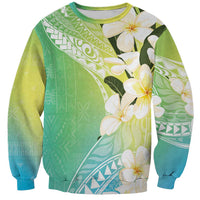 Aloha Hawaii Festive Sweatshirt Frangipani Lace Classic - Summer Vibes LT7 Unisex Blue Green - Polynesian Pride