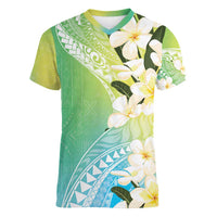 Aloha Hawaii Festive Women V-Neck T-Shirt Frangipani Lace Classic - Summer Vibes