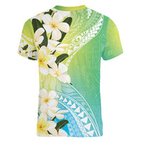 Aloha Hawaii Festive Women V-Neck T-Shirt Frangipani Lace Classic - Summer Vibes