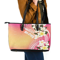 Aloha Hawaii Festive Leather Tote Bag Frangipani Lace Classic - Spring Vibes LT7 - Polynesian Pride