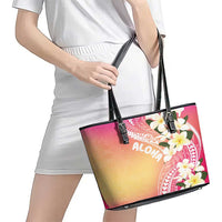 Aloha Hawaii Festive Leather Tote Bag Frangipani Lace Classic - Spring Vibes LT7 - Polynesian Pride