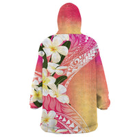 Aloha Hawaii Festive Wearable Blanket Hoodie Frangipani Lace Classic - Spring Vibes LT7 - Polynesian Pride