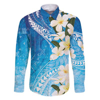 Aloha Hawaii Festive Family Matching Off Shoulder Maxi Dress and Hawaiian Shirt Frangipani Lace Classic - Oceanic LT7 Dad's Shirt - Long Sleeve Navy - Polynesian Pride