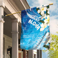 Aloha Hawaii Festive Garden Flag Frangipani Lace Classic - Oceanic LT7 House Flag Navy - Polynesian Pride