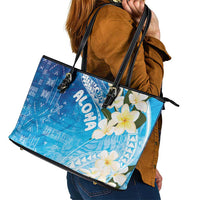 Aloha Hawaii Festive Leather Tote Bag Frangipani Lace Classic - Oceanic LT7 - Polynesian Pride