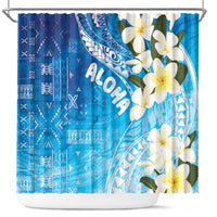 Aloha Hawaii Festive Shower Curtain Frangipani Lace Classic - Oceanic LT7 Navy - Polynesian Pride