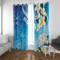 Aloha Hawaii Festive Window Curtain Frangipani Lace Classic - Oceanic LT7 With Grommets Navy - Polynesian Pride
