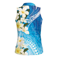 Aloha Hawaii Festive Women Sleeveless Polo Shirt Frangipani Lace Classic - Oceanic