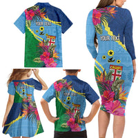 Personalized Malampa Fiji Day Together We Grow Family Matching Long Sleeve Bodycon Dress and Hawaiian Shirt Special Tapa Mix - Polynesian Pride