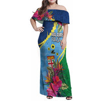 Personalized Malampa Fiji Day Together We Grow Family Matching Off Shoulder Maxi Dress and Hawaiian Shirt Special Tapa Mix - Polynesian Pride