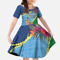 Personalized Malampa Fiji Day Together We Grow Family Matching Short Sleeve Bodycon Dress and Hawaiian Shirt Special Tapa Mix - Polynesian Pride