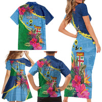 Personalized Malampa Fiji Day Together We Grow Family Matching Short Sleeve Bodycon Dress and Hawaiian Shirt Special Tapa Mix - Polynesian Pride