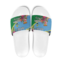 Personalized Malampa Fiji Day Together We Grow Slide Sandals Special Tapa Mix - Polynesian Pride