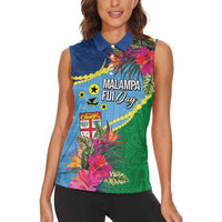 Personalized Malampa Fiji Day Together We Grow Women Sleeveless Polo Shirt Special Tapa Mix - Polynesian Pride