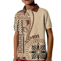 Samoa Siapo Motif Kid Polo Shirt Classic Style LT7 Kid Beige - Polynesian Pride