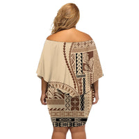 Samoa Siapo Motif Off Shoulder Short Dress Classic Style LT7 - Polynesian Pride