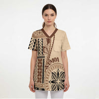 Samoa Siapo Motif Scrub Top Classic Style - Polynesian Pride