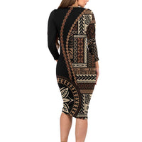 Samoa Siapo Motif Long Sleeve Bodycon Dress Classic Style - Black Ver LT7
