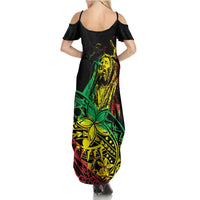 Personalised Reggae Jawaiian Festive Family Matching Summer Maxi Dress and Hawaiian Shirt Mix Polynesian