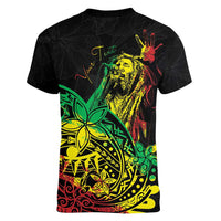 Personalised Reggae Jawaiian Festive Women V-Neck T-Shirt Mix Polynesian LT7 - Polynesian Pride