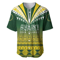 Cook Islands Rugby Custom Baseball Jersey Kuki Avaiki LT7 Yellow Green - Polynesian Pride