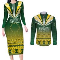 Cook Islands Rugby Custom Couples Matching Long Sleeve Bodycon Dress and Long Sleeve Button Shirt Kuki Avaiki - Polynesian Pride