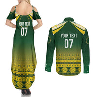 Cook Islands Rugby Custom Couples Matching Summer Maxi Dress and Long Sleeve Button Shirt Kuki Avaiki LT7 - Polynesian Pride