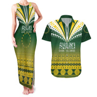 Cook Islands Rugby Custom Couples Matching Tank Maxi Dress and Hawaiian Shirt Kuki Avaiki LT7 Yellow Green - Polynesian Pride