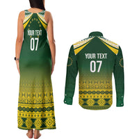 Cook Islands Rugby Custom Couples Matching Tank Maxi Dress and Long Sleeve Button Shirt Kuki Avaiki - Polynesian Pride