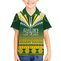 Cook Islands Rugby Custom Kid Hawaiian Shirt Kuki Avaiki LT7 Kid Yellow Green - Polynesian Pride
