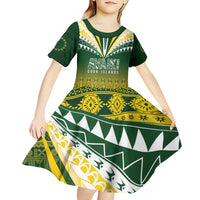 Cook Islands Rugby Custom Kid Short Sleeve Dress Kuki Avaiki - Polynesian Pride
