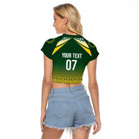 Cook Islands Rugby Custom Raglan Cropped T Shirt Kuki Avaiki LT7 - Polynesian Pride