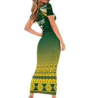 Cook Islands Rugby Custom Short Sleeve Bodycon Dress Kuki Avaiki LT7 - Polynesian Pride