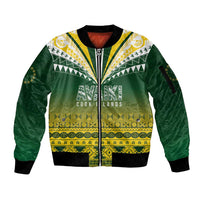 Cook Islands Rugby Custom Sleeve Zip Bomber Jacket Kuki Avaiki - Polynesian Pride