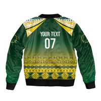 Cook Islands Rugby Custom Sleeve Zip Bomber Jacket Kuki Avaiki - Polynesian Pride
